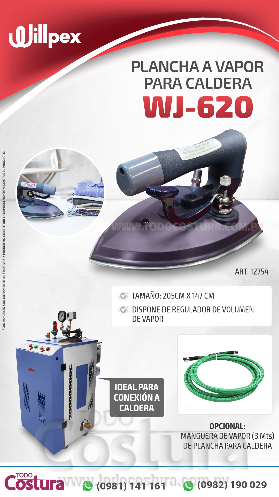 PLANCHA A VAPOR PARA CALDERA WILLPEX WJ-620